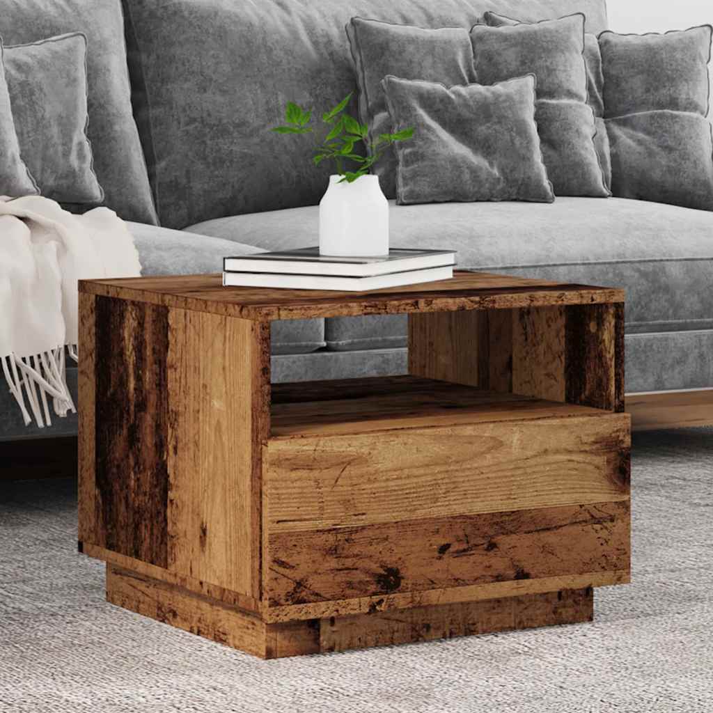 Vidaxl salontafel met led-verlichting 50x49x40 cm oud houtkleurig