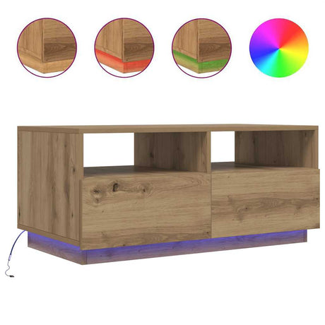 Vidaxl salontafel met led-verlichting 90x49x40 cm artisan eikenkleurig