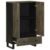 Vidaxl hoge kast 60x33x100 cm massief mangohout zwart
