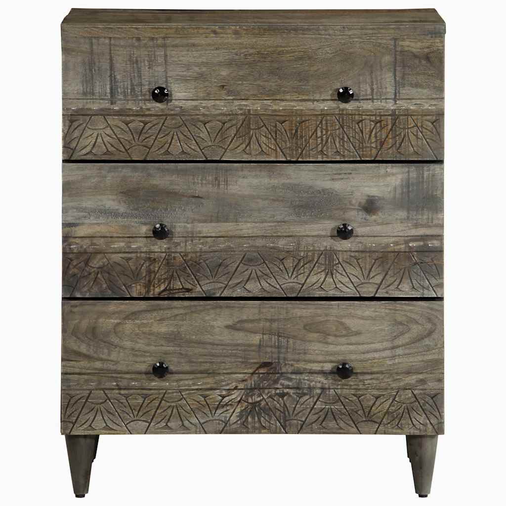 Vidaxl dressoir 60x33,5x75 cm massief mangohout lichtgrijs