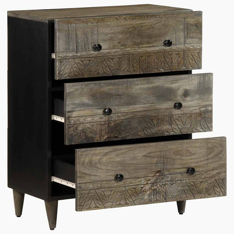 Vidaxl dressoir 60x33,5x75 cm massief mangohout lichtgrijs