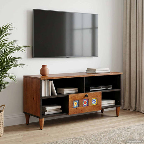 Vidaxl tv-kast walnotenhout 100 x 33 x 46 cm massief mango hout