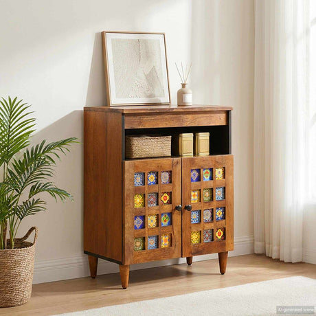 Vidaxl dressoir walnotenhout 60 x 33 x 75 cm massief mango hout