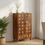 Vidaxl hoge kast walnotenhout 60 x 33,5 x 100 cm massief mango hout