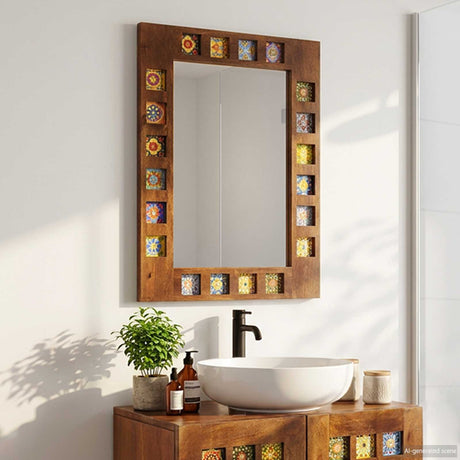 Vidaxl badkamer spiegel met opslag walnotenhout 50 x 70 x 2,5 cm