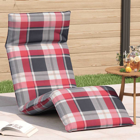 Vidaxl opvouwbare ligstoel rood geruit patroon 175x54x8,5 cm oxford stof