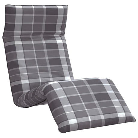 Vidaxl opvouwbare ligstoel grijs geruit patroon 175x54x8,5 cm oxford stof