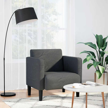 Vidaxl fauteuil met armleuningen 54 cm corduroy stof donkergrijs