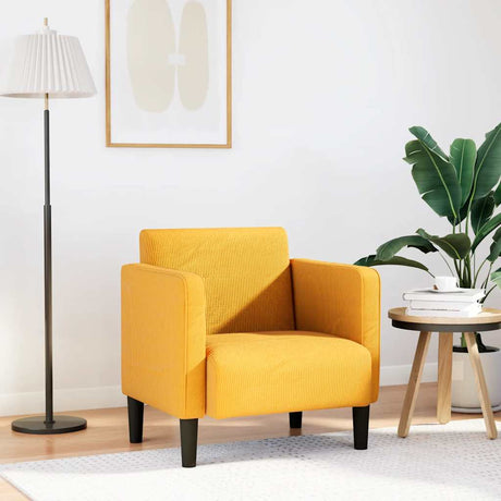 Vidaxl fauteuil met armleuningen 54 cm corduroy stof lichtgeel