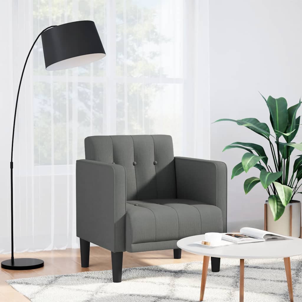 Vidaxl fauteuil met armleuningen 53 cm stof donkergrijs