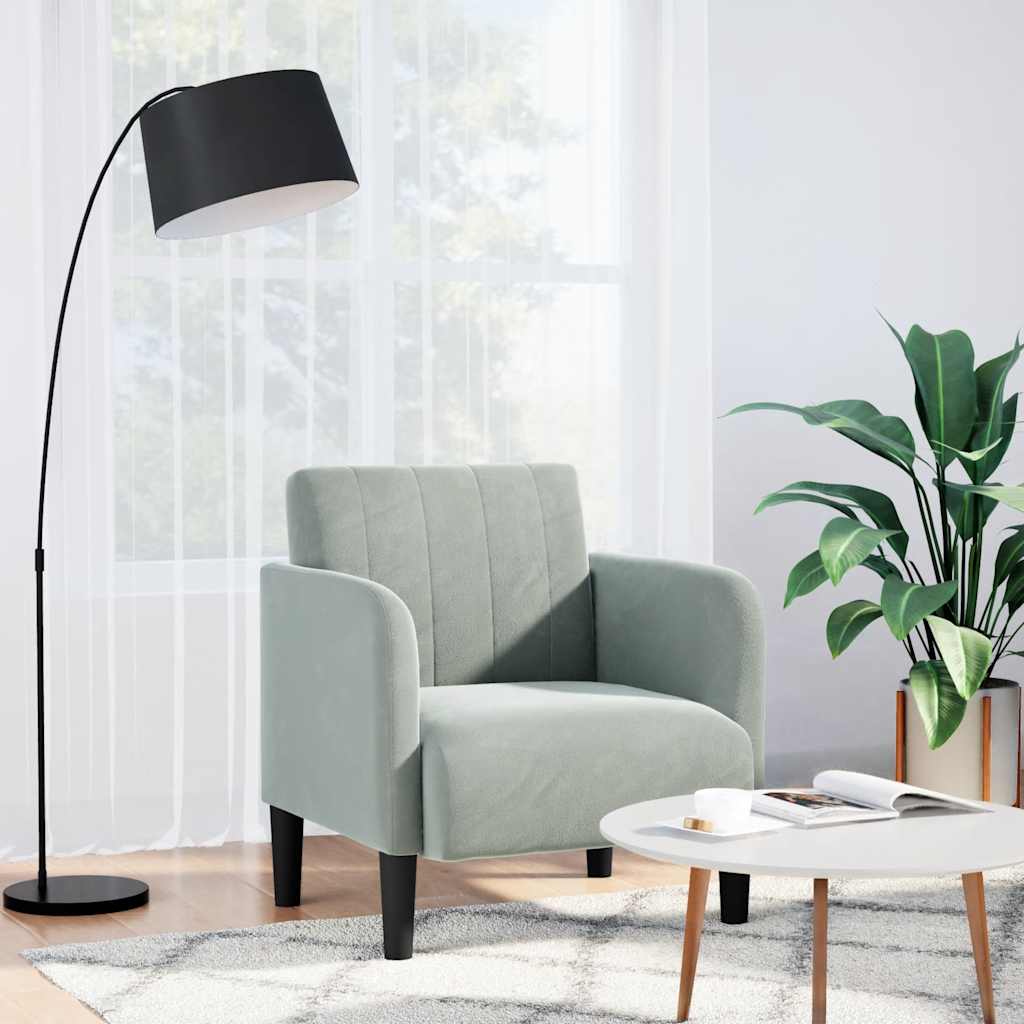 Vidaxl fauteuil met armleuningen 54 cm fluweel lichtgrijs