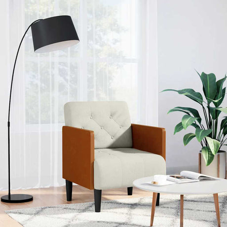 Vidaxl fauteuil met armleuningen crème 55 cm fluweel