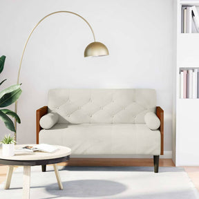Vidaxl loveseat bank met bolsters crème 110 cm fluweel
