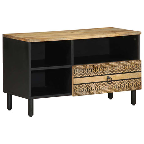 Vidaxl tv-meubel 80x33,5x46 cm massief ruw mangohout zwart