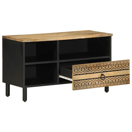 Vidaxl tv-meubel 80x33,5x46 cm massief ruw mangohout zwart