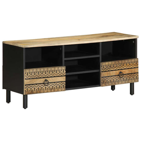 Vidaxl tv-meubel 100x33,5x46 cm massief ruw mangohout zwart