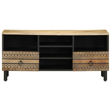 Vidaxl tv-meubel 100x33,5x46 cm massief ruw mangohout zwart