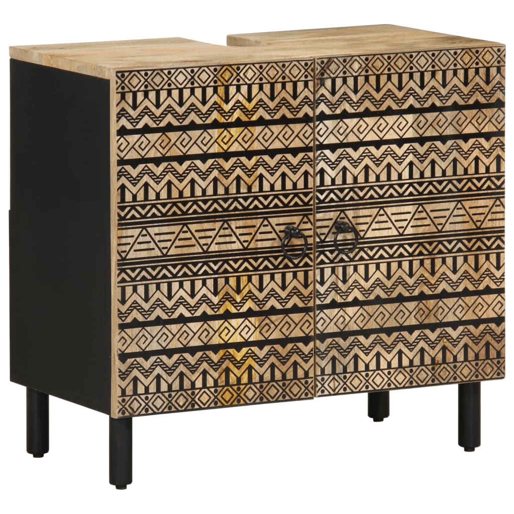 Vidaxl wastafelkast 62x33x58 cm massief mangohout zwart