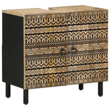 Vidaxl wastafelkast 62x33x58 cm massief mangohout zwart
