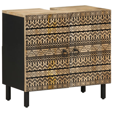 Vidaxl wastafelkast 62x33x58 cm massief mangohout zwart