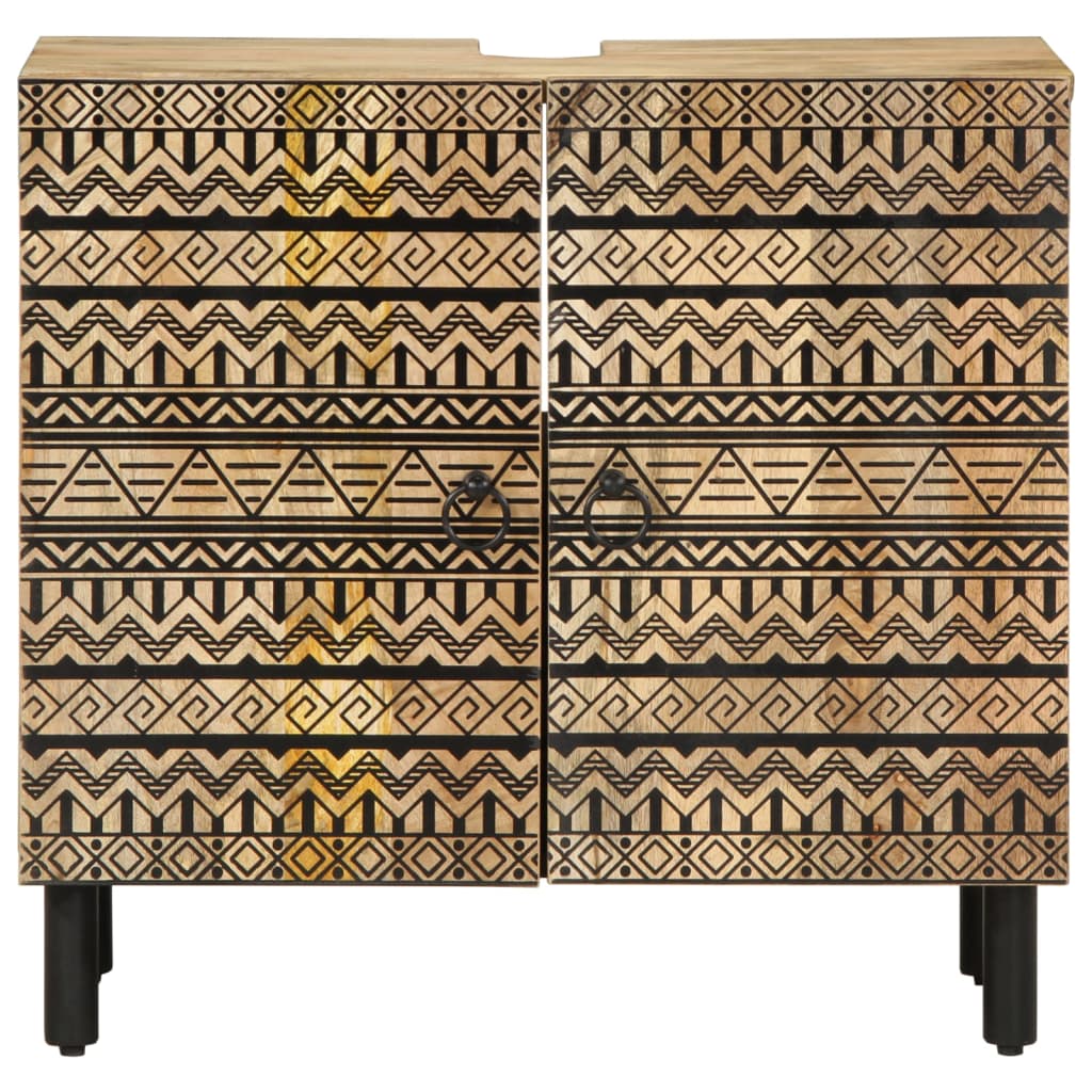 Vidaxl wastafelkast 62x33x58 cm massief mangohout zwart
