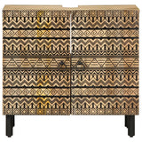 Vidaxl wastafelkast 62x33x58 cm massief mangohout zwart