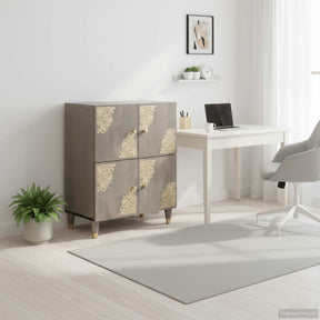 Vidaxl dressoir grijs en goud 60 x 33 x 75 cm massief mango hout