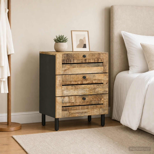 Vidaxl nachtkastje naturel 50 x 33 x 62 cm massief mango hout