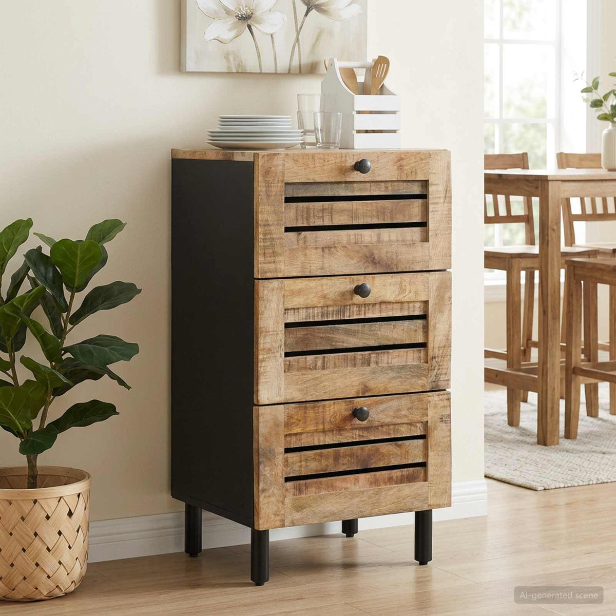 Vidaxl opslagkasten naturel 40 x 33 x 75 cm massief mango hout