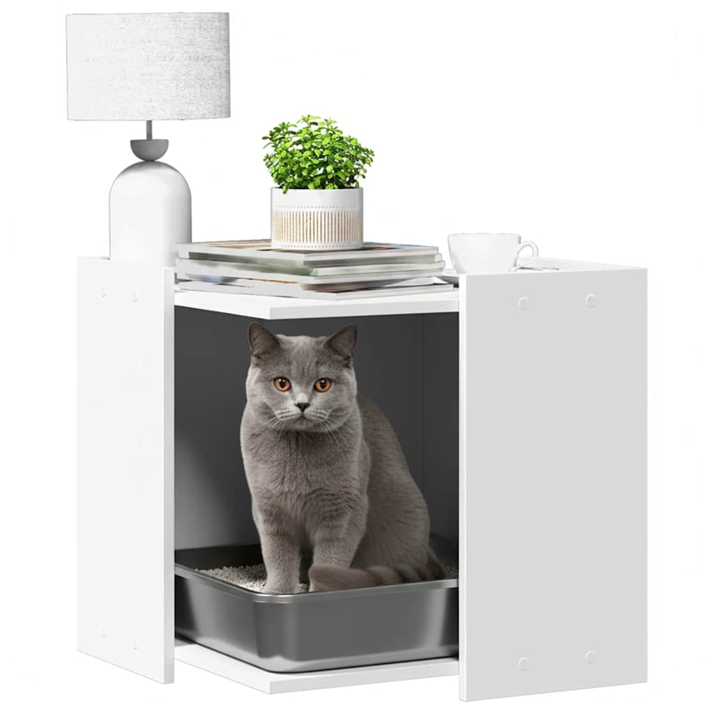 Vidaxl kattenbakkast 53x53x51 cm bewerkt hout wit