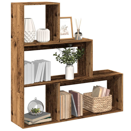 Vidaxl kamerscherm boekenkast 3-laags 123x29x123 cm hout oud hout
