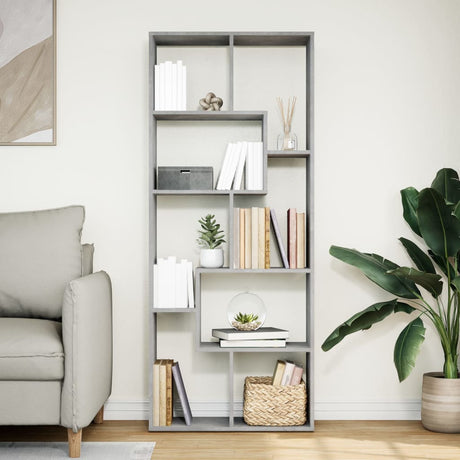 Vidaxl kamerscherm boekenkast 67x25x161,5 cm bewerkt hout betongrijs