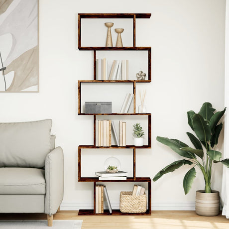 Vidaxl kamerscherm boekenkast 6-laags 70x24x193 cm hout gerookt eik