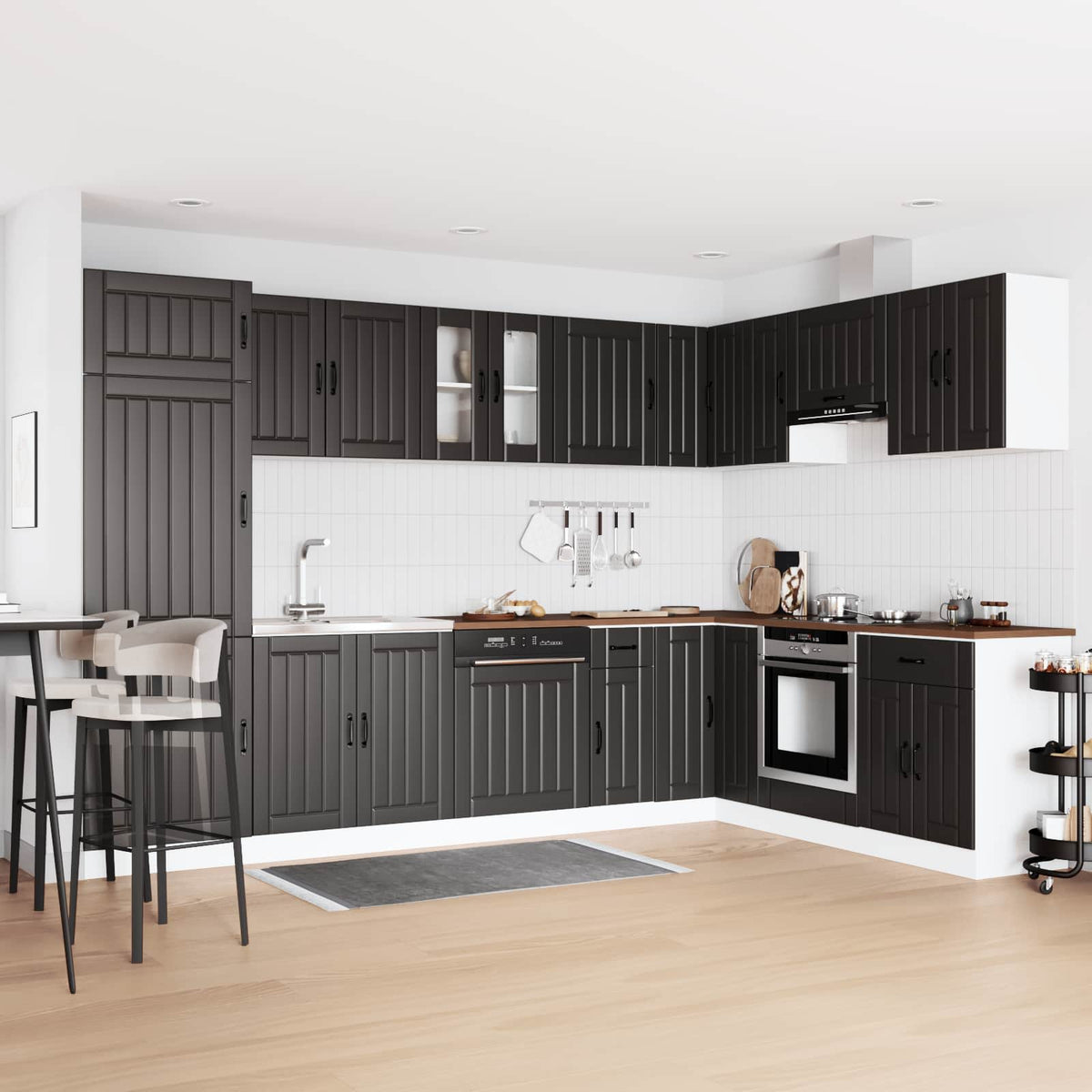 Vidaxl wastafel onderkast lucca 2 st zwart bewerkt hout