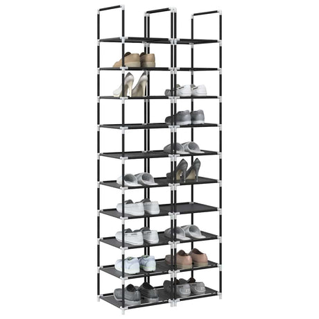 Vidaxl schoenenrekken 2 st 33x33x174 cm vliesvrij 10-laags zwart