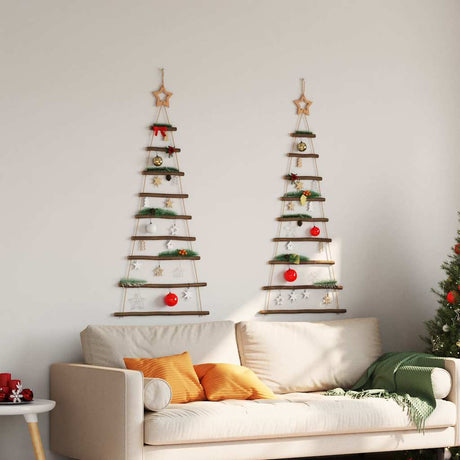 Vidaxl hangende kerstbomen met topsterren 2 st 55x120 cm natuurlijke tak