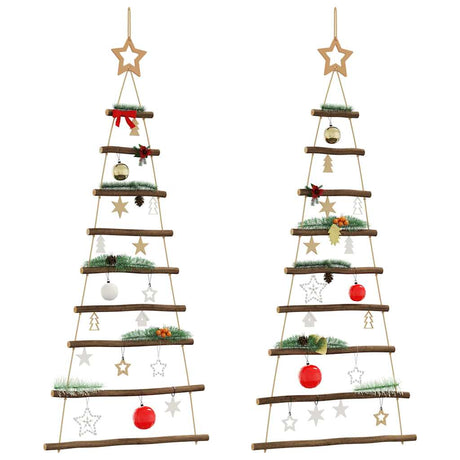 Vidaxl hangende kerstbomen met topsterren 2 st 55x120 cm natuurlijke tak
