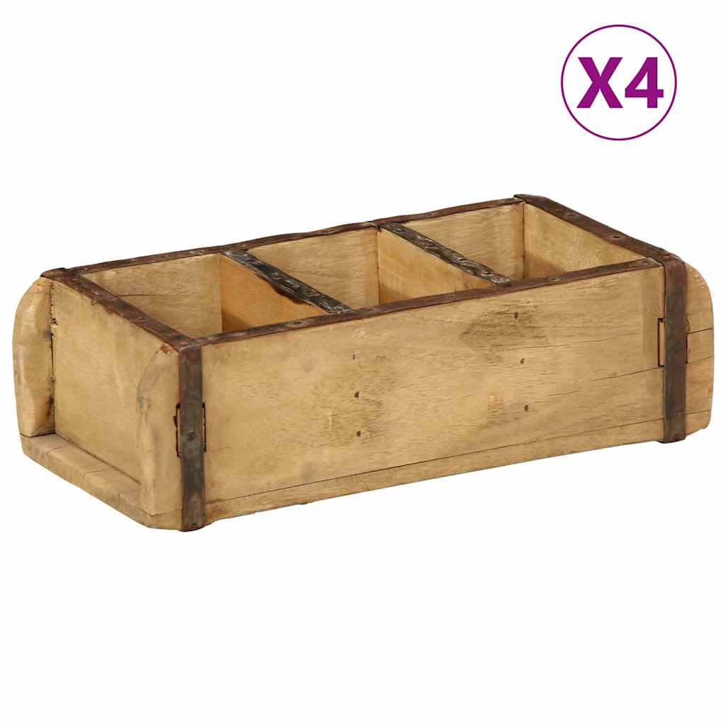 Vidaxl dienblad 4 pcs bruin 30 x 14 x 9 cm massief gerecycled hout