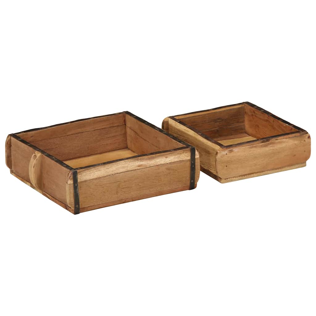 Vidaxl dienblad 2 pcs bruin 29 x 31 x 10 cm massief gerecycled hout