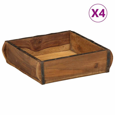 Vidaxl dienblad 4 pcs bruin 29 x 31 x 10 cm massief gerecycled hout