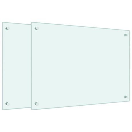 Vidaxl spatschermen keuken 2 st 70x50 cm gehard glas wit