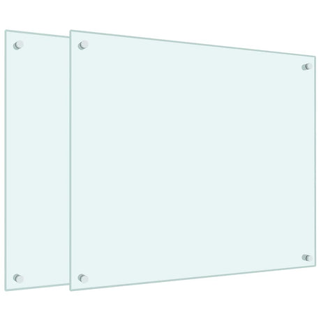 Vidaxl spatschermen keuken 2 st 70x60 cm gehard glas wit
