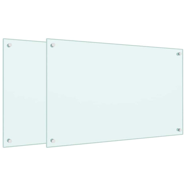 Vidaxl spatschermen keuken 2 st 80x50 cm gehard glas wit