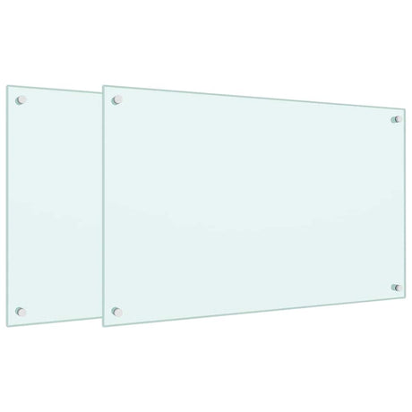 Vidaxl spatschermen keuken 2 st 80x50 cm gehard glas wit