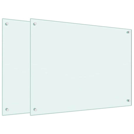 Vidaxl spatschermen keuken 2 st 80x60 cm gehard glas wit