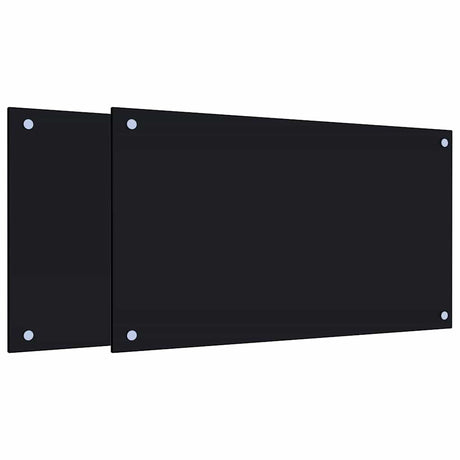 Vidaxl spatschermen keuken 2 st 70x40 cm gehard glas zwart