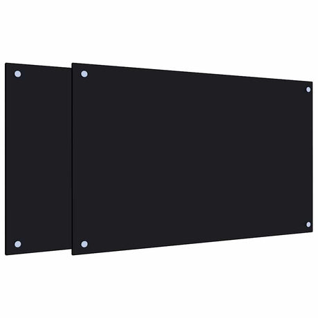 Vidaxl spatschermen keuken 2 st 80x50 cm gehard glas zwart