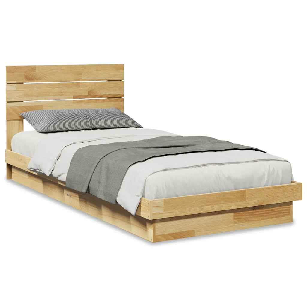 Vidaxl bedframe hoofdeinde zonder matras 75x190 cm massief hout eiken