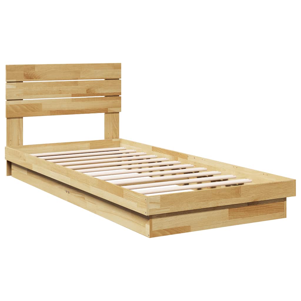 Vidaxl bedframe hoofdeinde zonder matras 75x190 cm massief hout eiken