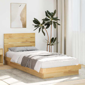 Vidaxl bedframe hoofdeinde zonder matras 75x190 cm massief hout eiken